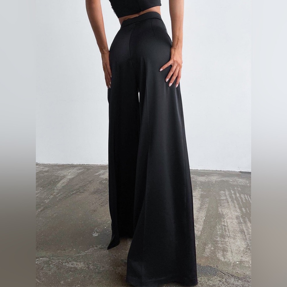 Oversized Satin Wide Leg Dress Pants COMMENSE SIZE S CC6 CC7 - Picture 4 of 7